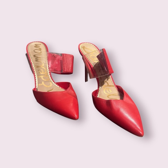 Sam Edelman Shoes - Sam Edelman Red Pointed-Toe Hope Heels with Clear Strap Size 9.5